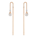 Hænge øreringe 750/18K rødguld Diamant 0.06 ct, 3 Sten , tw-si Akoya perler, 2 Perler, 4.5 mm