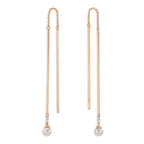 Hænge øreringe 750/18K rødguld Diamant 0.06 ct, 2 Sten , tw-si Akoya perler, 2 Perler, 4.5 mm
