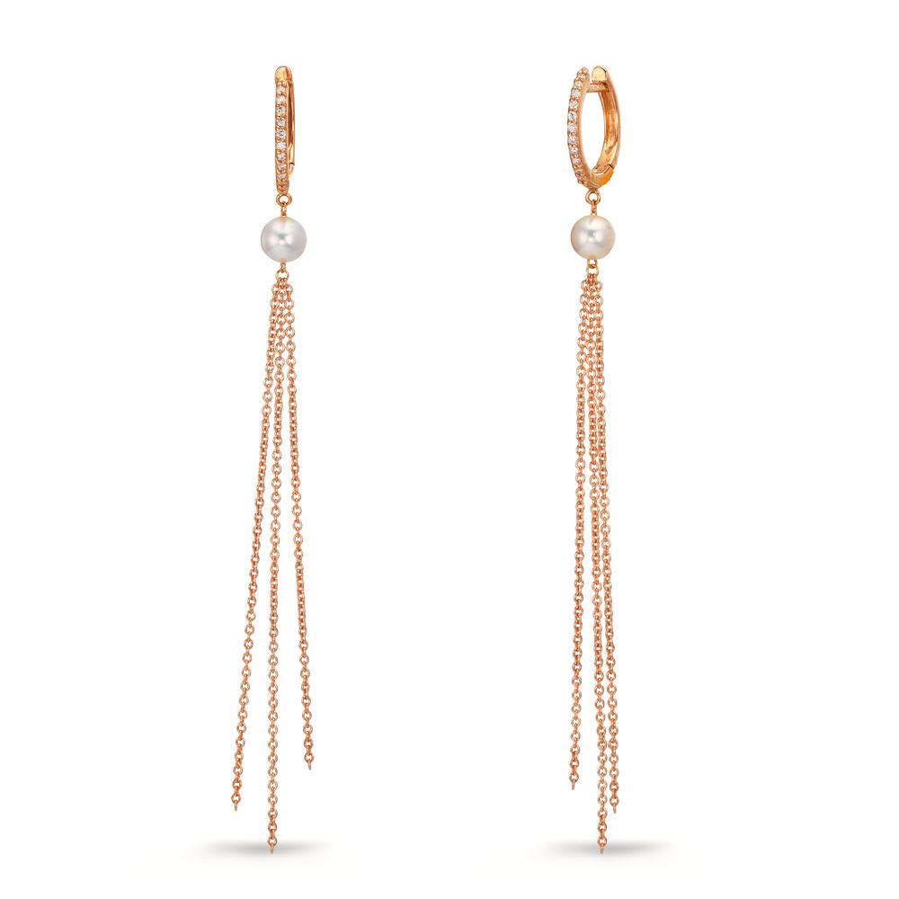 Click kreoler 750/18K rødguld Diamant 0.09 ct, 22 Sten , tw-si Ferskvands kulturperle, 2 Perler