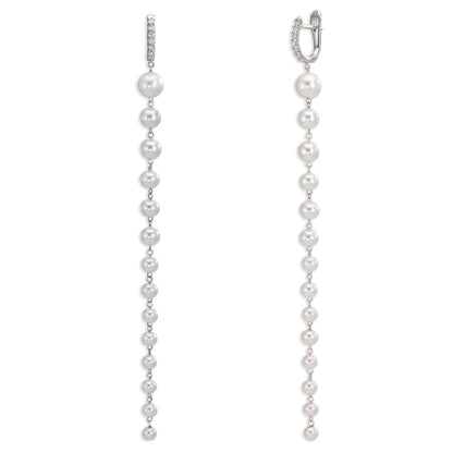 Click kreoler 750/18K hvidguld Diamant 0.12 ct, 12 Sten , tw-si Ferskvands kulturperle, 28 Perler