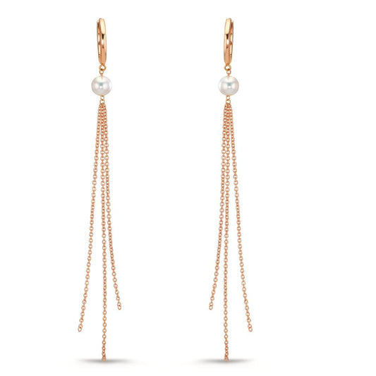 Click kreoler 750/18K rødguld Ferskvands kulturperle, 2 Perler