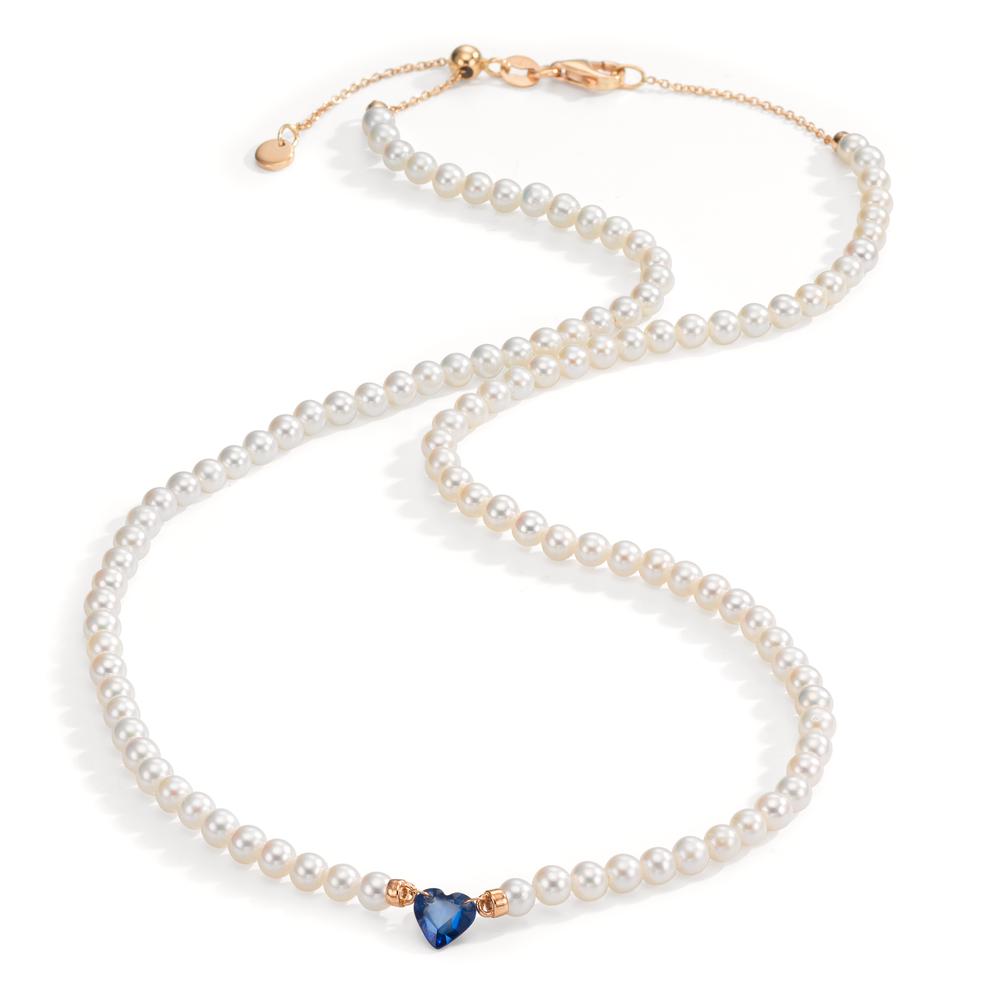 Collier 750/18K rødguld Safir 0.58 ct Ferskvands kulturperle, 3.5 mm Hjerte 40-44 cm