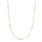 Collier 750/18K rødguld Ferskvands kulturperle, 23 Perler 3-5 mm 41.5-44 cm