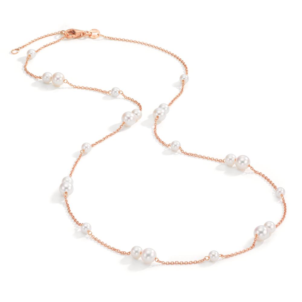 Collier 750/18K rødguld Ferskvands kulturperle, 23 Perler 3-5 mm 41.5-44 cm