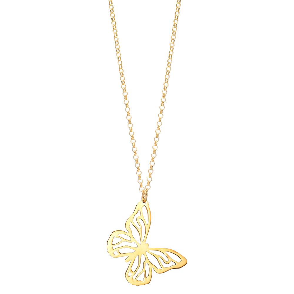 Collier Sølv gul forgyldt sommerfugl 40-44 cm