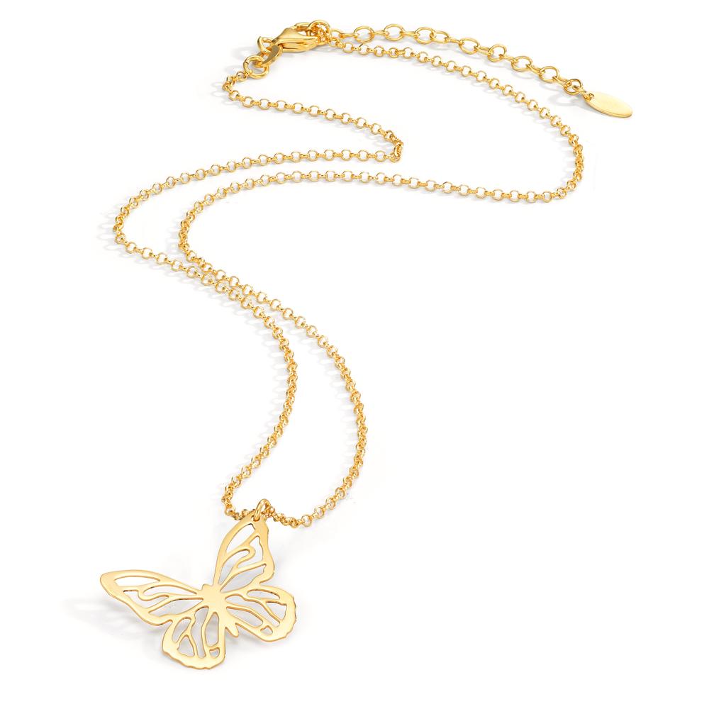 Collier Sølv gul forgyldt sommerfugl 40-44 cm