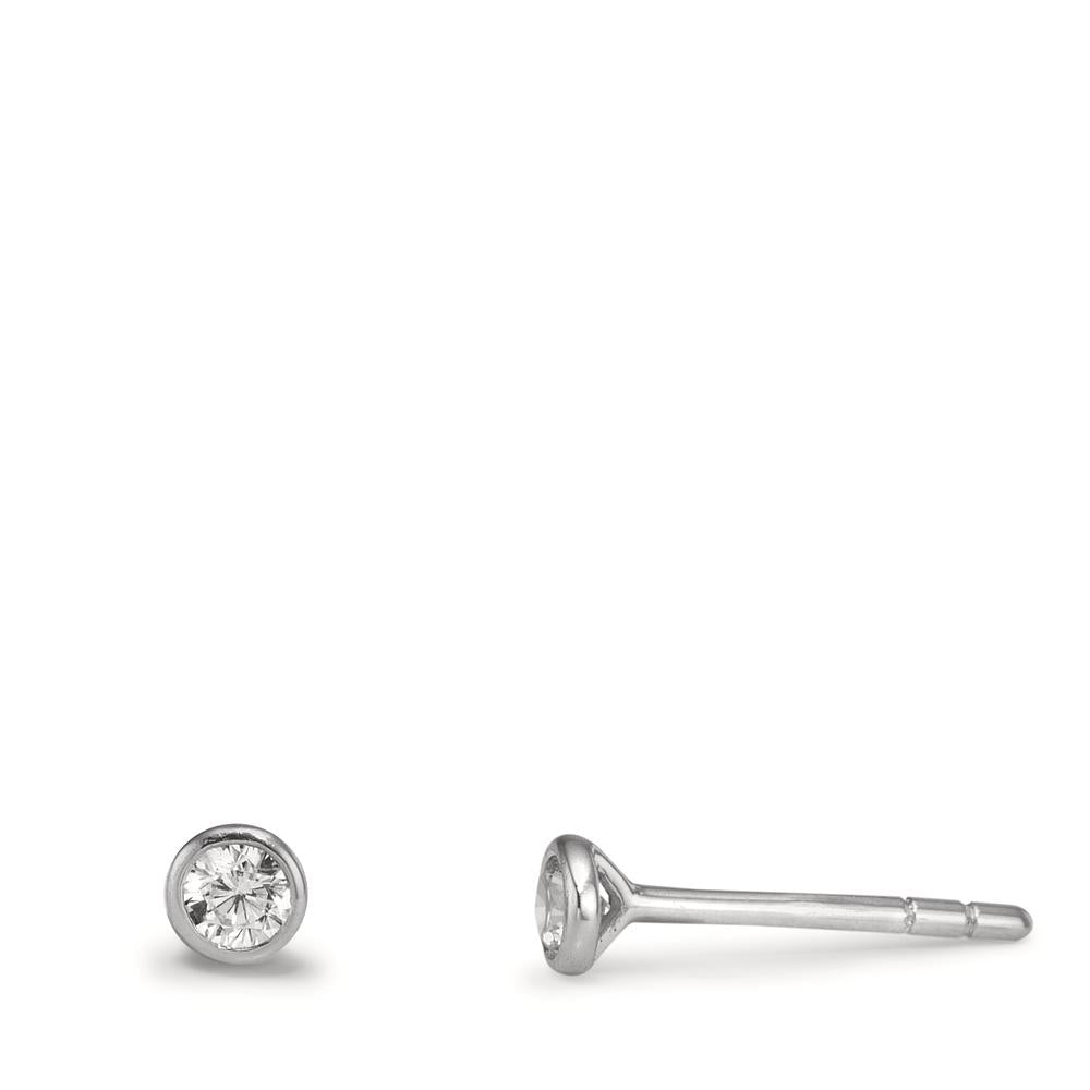 Ørestikker 375/9K hvidguld Zirconia 2 Sten Ø3.2 mm