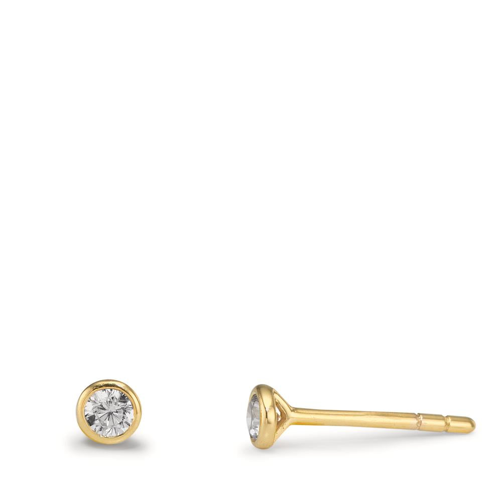 Ørestikker 375/9K guld Zirconia 2 Sten Ø3.5 mm