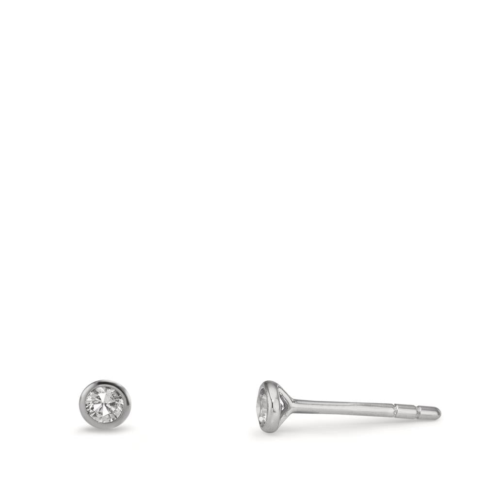 Ørestikker 375/9K hvidguld Zirconia 2 Sten Ø3.5 mm