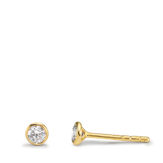 Ørestikker 375/9K guld Zirconia 2 Sten Ø3.8 mm