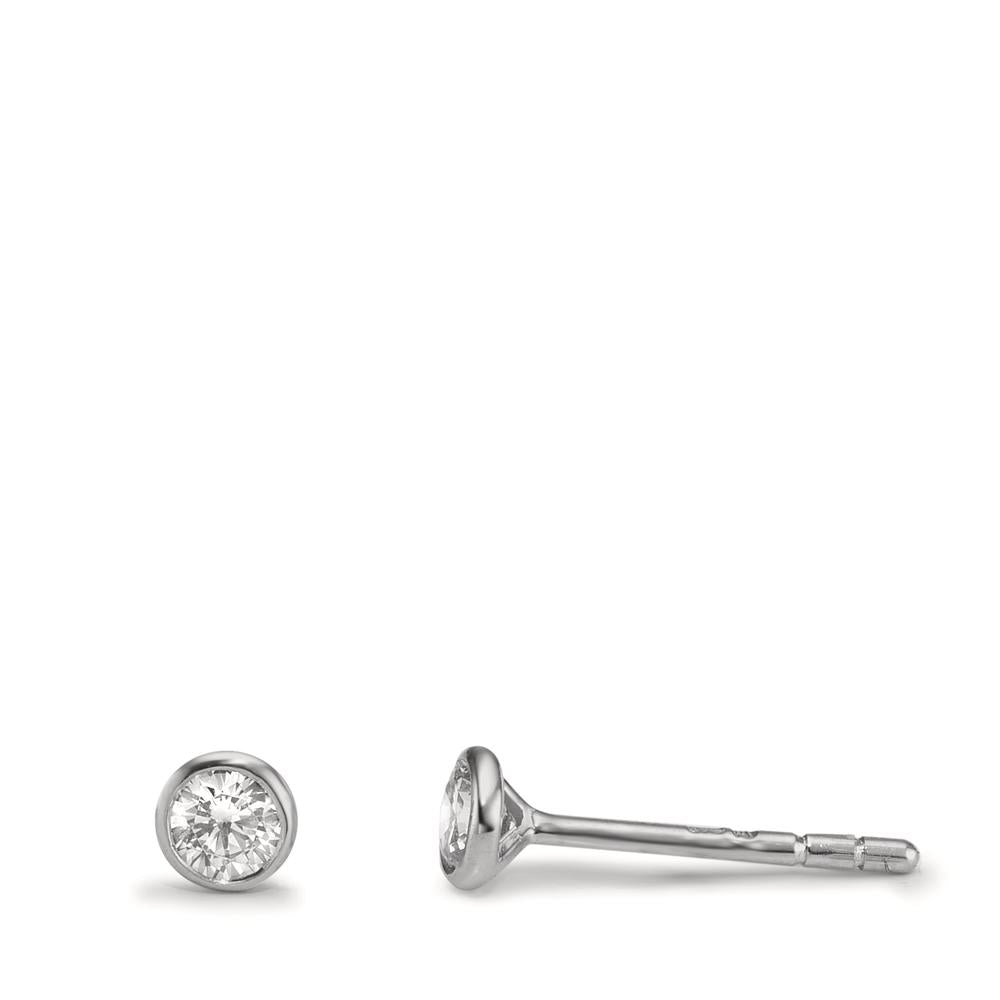 Ørestikker 375/9K hvidguld Zirconia 2 Sten Ø3.8 mm