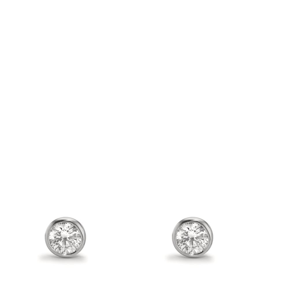 Ørestikker 375/9K hvidguld Zirconia 2 Sten Ø3.8 mm