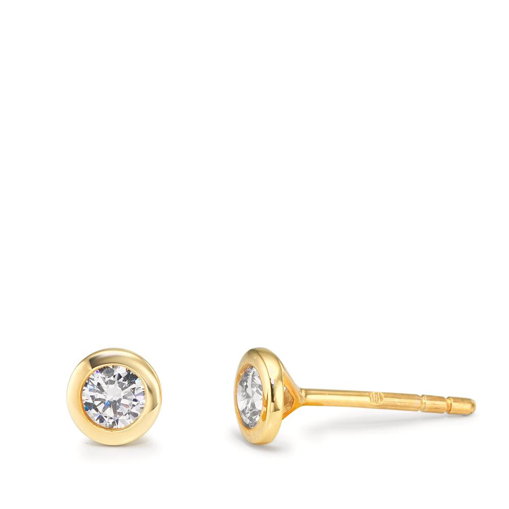 Ørestikker 375/9K guld Zirconia 2 Sten Ø5 mm