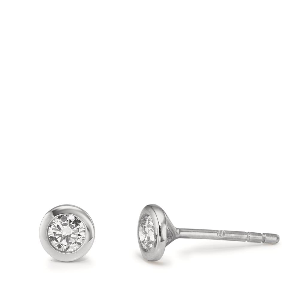 Ørestikker 375/9K hvidguld Zirconia 2 Sten Ø5 mm
