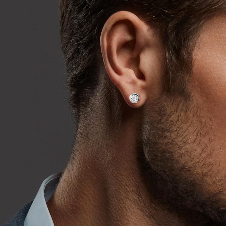 Ørestikker 375/9K hvidguld Zirconia 2 Sten Ø5 mm