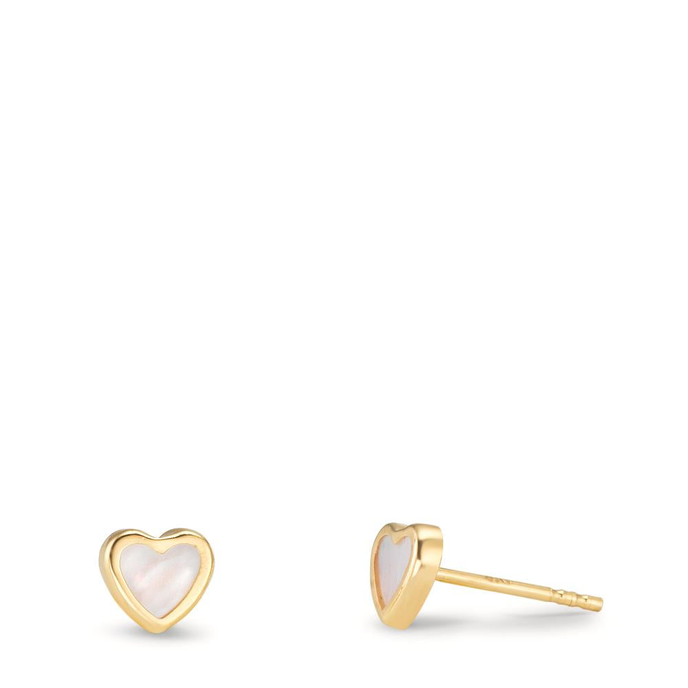 Ørestikker 750/18K guld Perlemor Hjerte Ø4 mm