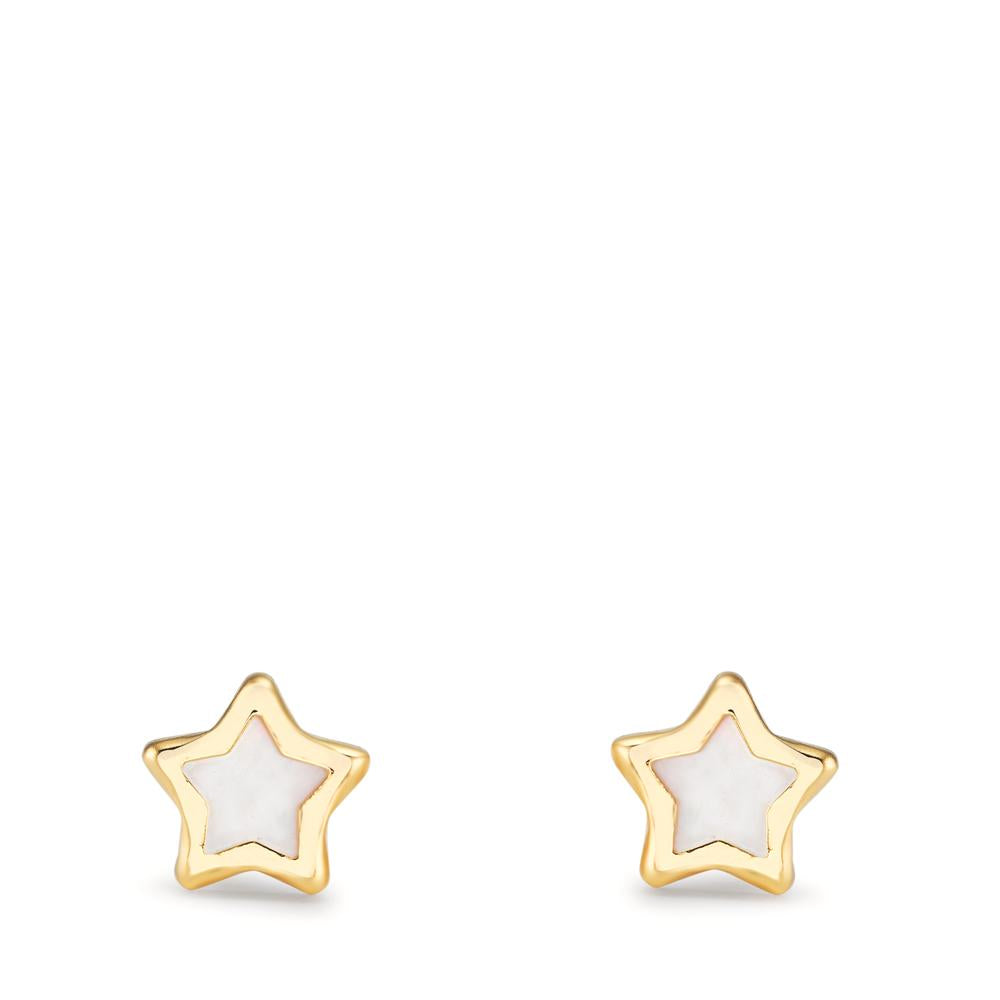 Ørestikker 750/18K guld Perlemor stjerne Ø5 mm