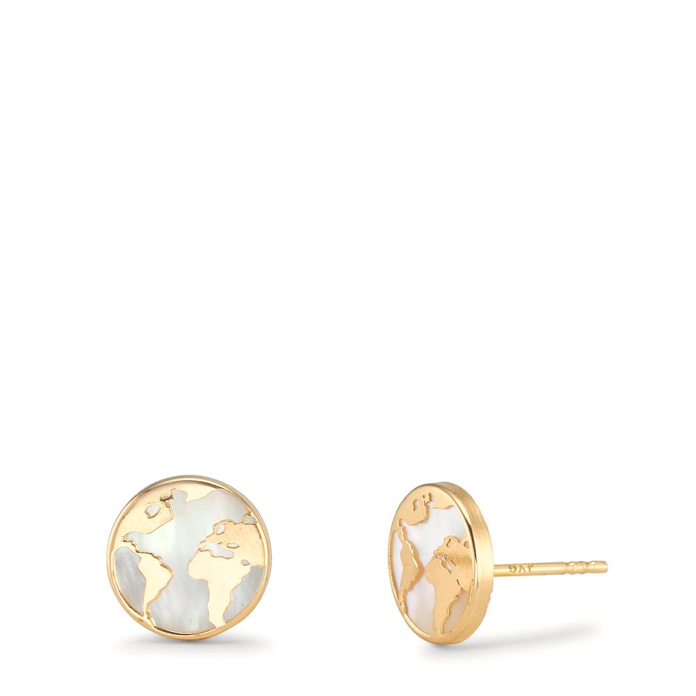Ørestikker 750/18K guld Perlemor globus Ø8 mm