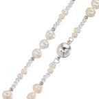 Collier Rustfrit stål Krystal hvid Ferskvands kulturperle 90 cm