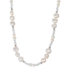 Collier Rustfrit stål Krystal hvid Ferskvands kulturperle 45 cm