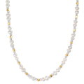 Collier Rustfrit stål Krystal hvid gul IP belagt Ferskvands kulturperle 43.5 cm