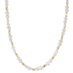 Collier Rustfrit stål Krystal hvid gul IP belagt Ferskvands kulturperle 43.5 cm