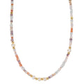 Collier Rustfrit stål Krystal lyserød gul IP belagt Ferskvands kulturperle, 5 Perler 4-4.5 mm 43 cm