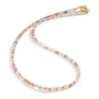 Collier Rustfrit stål Krystal lyserød gul IP belagt Ferskvands kulturperle, 5 Perler 4-4.5 mm 43 cm