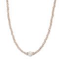 Collier Rustfrit stål Krystal champagne Ferskvands kulturperle 6.5-7 mm 43 cm