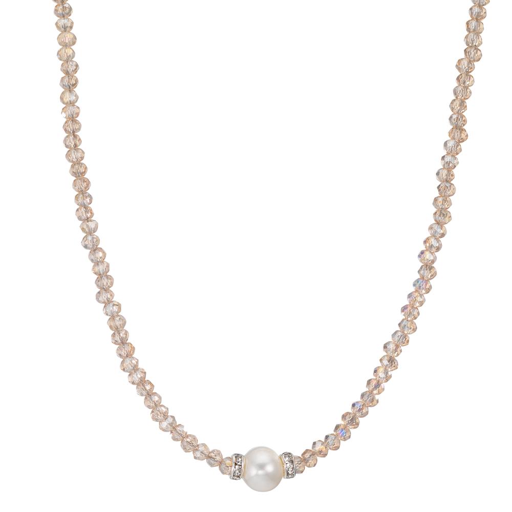 Collier Rustfrit stål Krystal champagne Ferskvands kulturperle 6.5-7 mm 43 cm