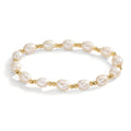 Armbånd Rustfrit stål gul IP belagt Ferskvands kulturperle 6.5-7 mm 18.5 cm