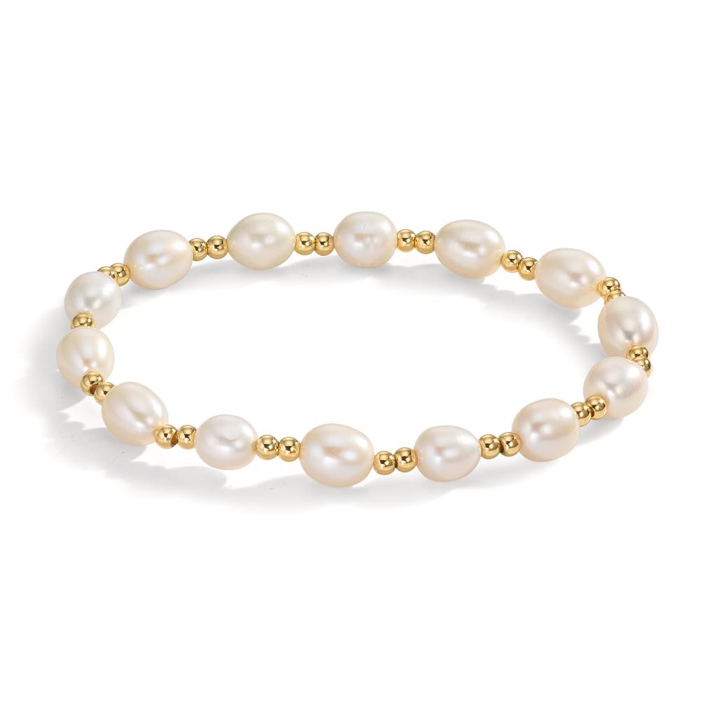 Armbånd Rustfrit stål gul IP belagt Ferskvands kulturperle 6.5-7 mm 18.5 cm