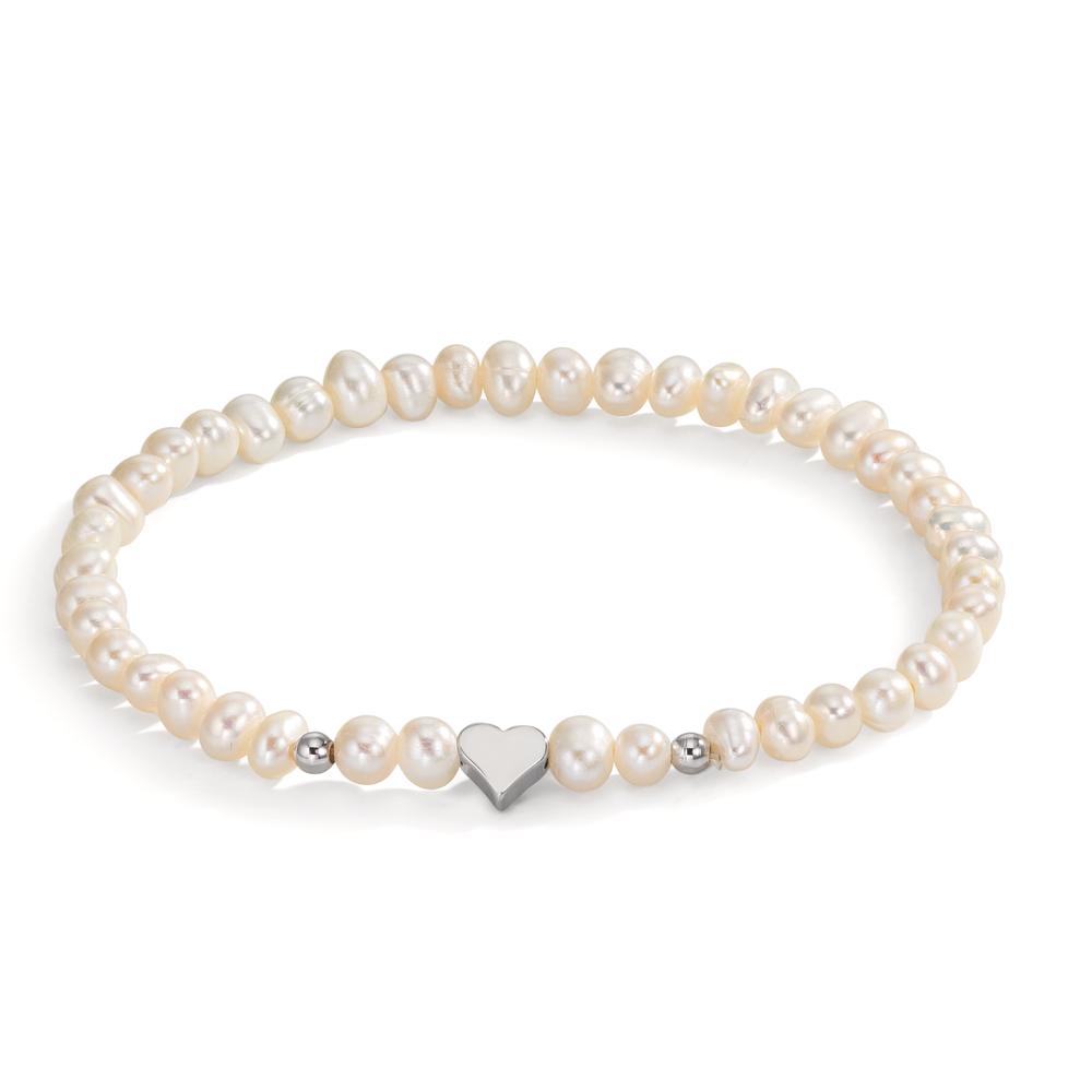 Armbånd Rustfrit stål Ferskvands kulturperle 5-5.5 mm Hjerte