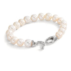 Armbånd Rustfrit stål Ferskvands kulturperle 8.5-9 mm 19.5 cm