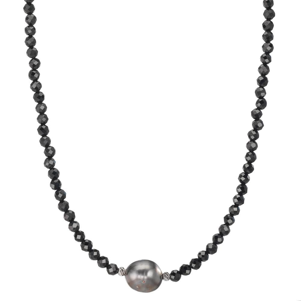 Collier Rustfrit stål Spinel sort , 3 mm Tahitisk perle, 9.5 mm 43-47 cm