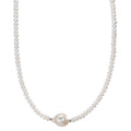 Collier Rustfrit stål Ferskvands kulturperle, 4 mm 43 cm