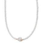 Collier Rustfrit stål Ferskvands kulturperle, 4 mm 43 cm