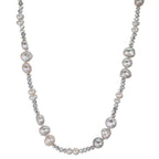 Collier Rustfrit stål Krystal sølv Ferskvands kulturperle sølv 46 cm