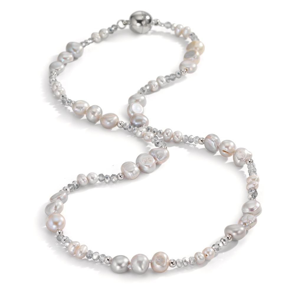 Collier Rustfrit stål Krystal sølv Ferskvands kulturperle sølv 46 cm