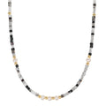 Collier Rustfrit stål Krystal gul IP belagt Ferskvands kulturperle, 5 Perler, 4.5 mm 43 cm