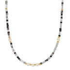 Collier Rustfrit stål Krystal gul IP belagt Ferskvands kulturperle, 5 Perler, 4.5 mm 43 cm