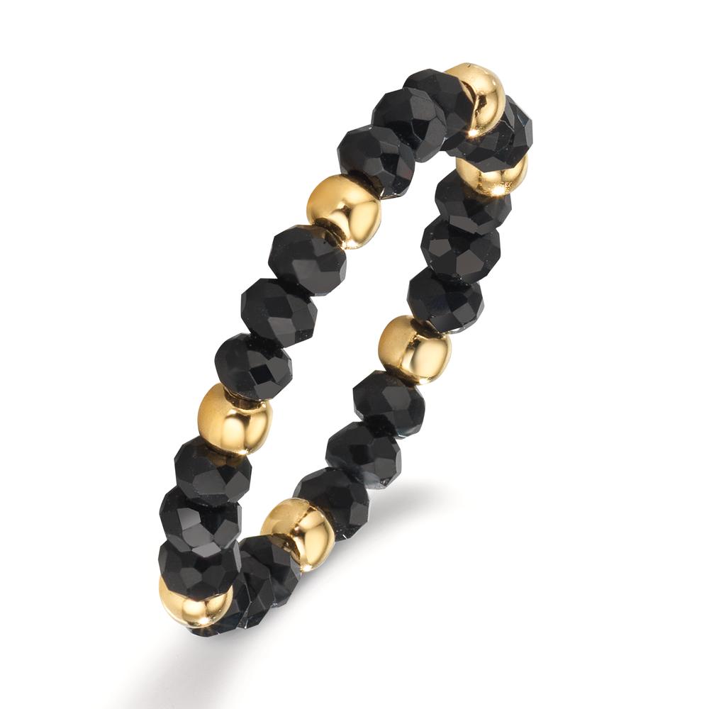 Ringe Rustfrit stål Krystal sort , 3 mm gul IP belagt