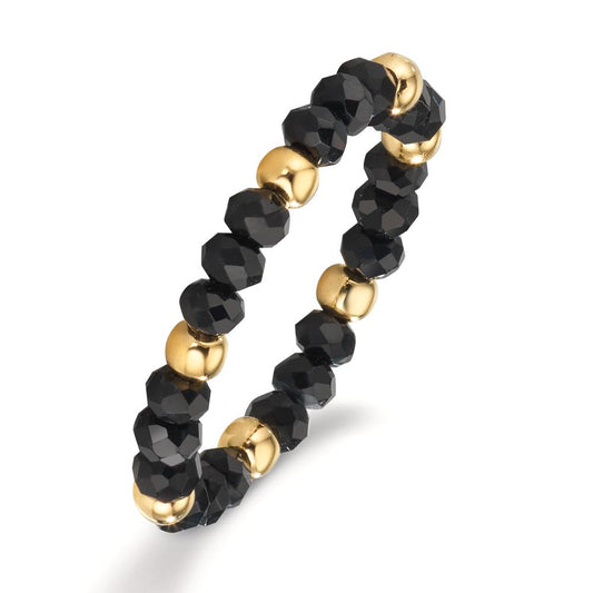 Ringe Rustfrit stål Krystal sort , 3 mm gul IP belagt