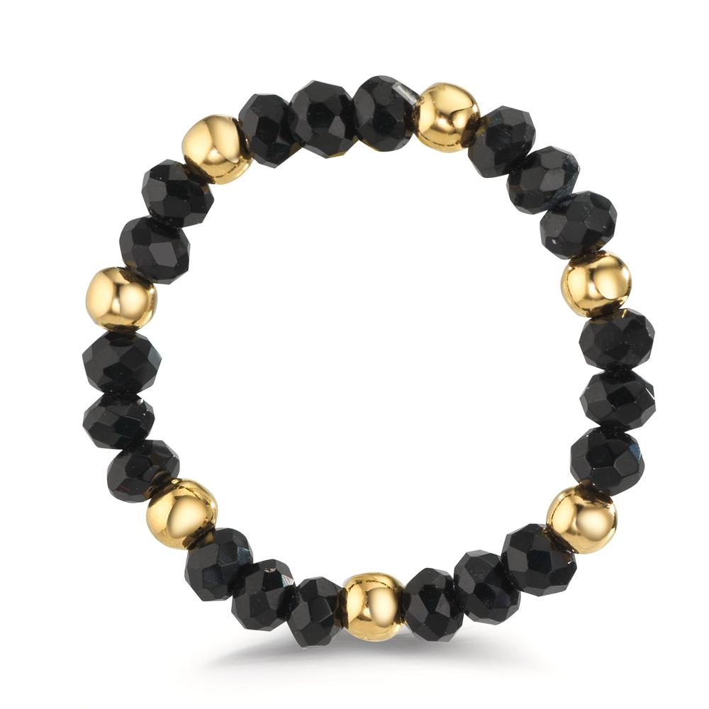 Ringe Rustfrit stål Krystal sort , 3 mm gul IP belagt