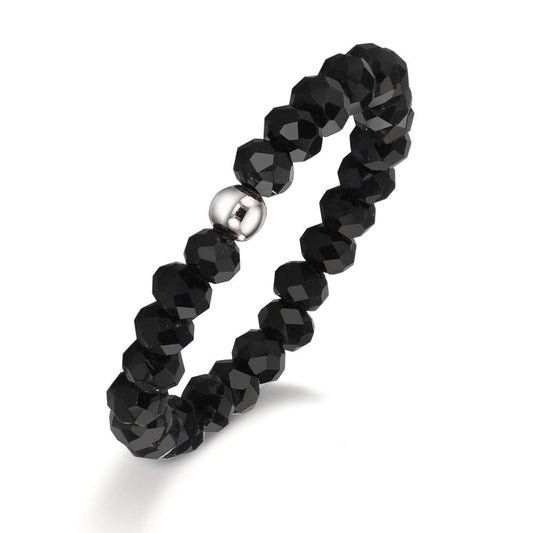 Ringe Rustfrit stål Krystal sort , 3 mm