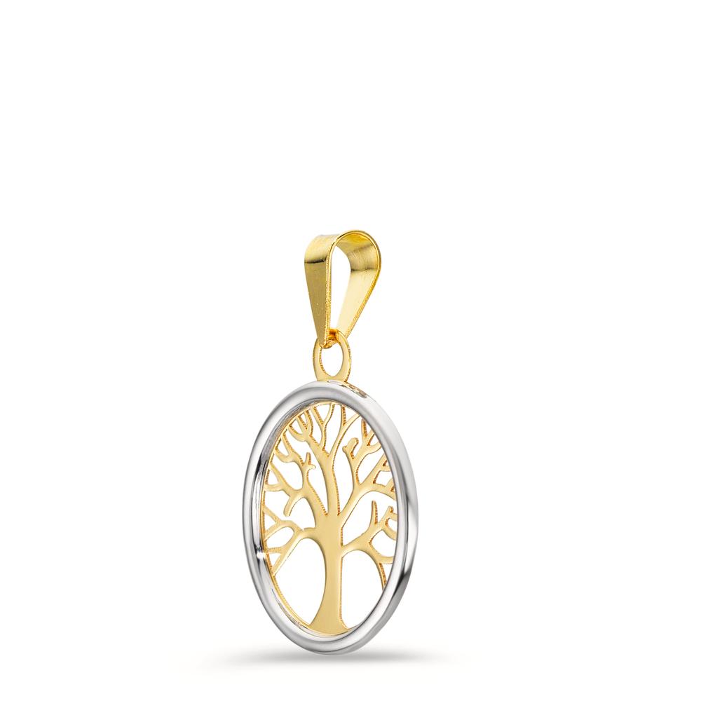 Vedhæng 585/14K guld tofarvet Livets træ Ø12.5 mm