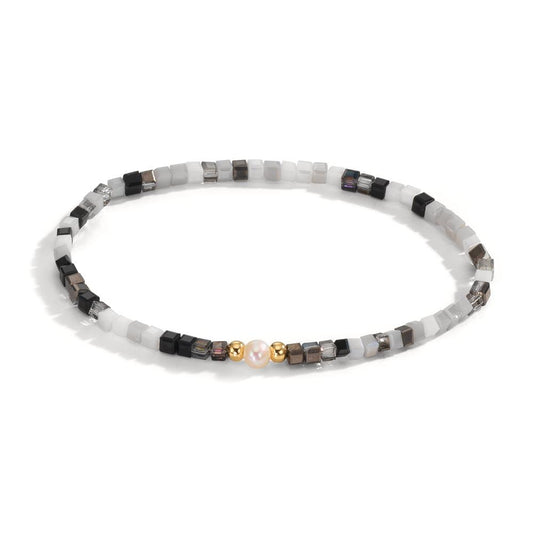 Armbånd Rustfrit stål Krystal gul IP belagt Ferskvands kulturperle 4-4.5 mm 17 cm