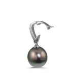 Vedhæng Sølv Zirconia 20 Sten rhodineret Tahitisk perle 10-11 mm