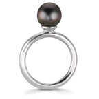 Ringe Sølv rhodineret Tahitisk perle 8-9 mm