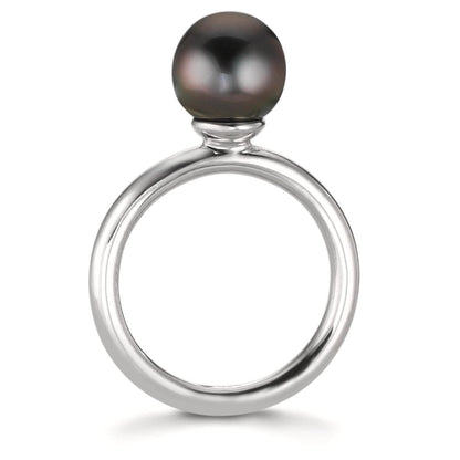 Ringe Sølv rhodineret Tahitisk perle 8-9 mm